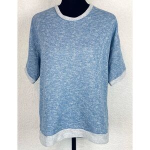 FOREVER 21 • Blue/White Marled Crewneck Short-Sleeve Sweater, S